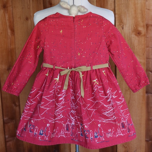 Palava Red 100% Cotton Long Sleeve Festive Holiday Christmas Dress - Picture 10 of 16
